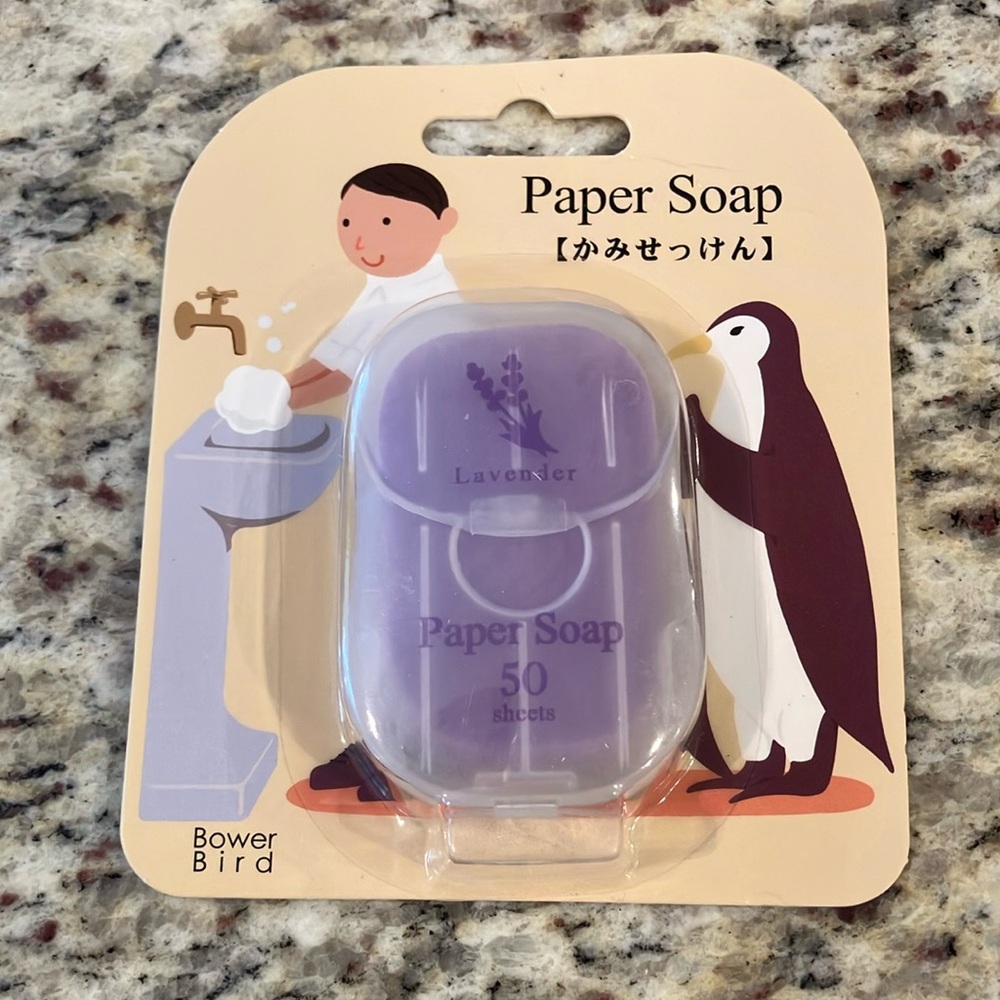 Lavender Scent Paper Soap 50 Sheets Travel Camping Portable Hand Wash  Purple